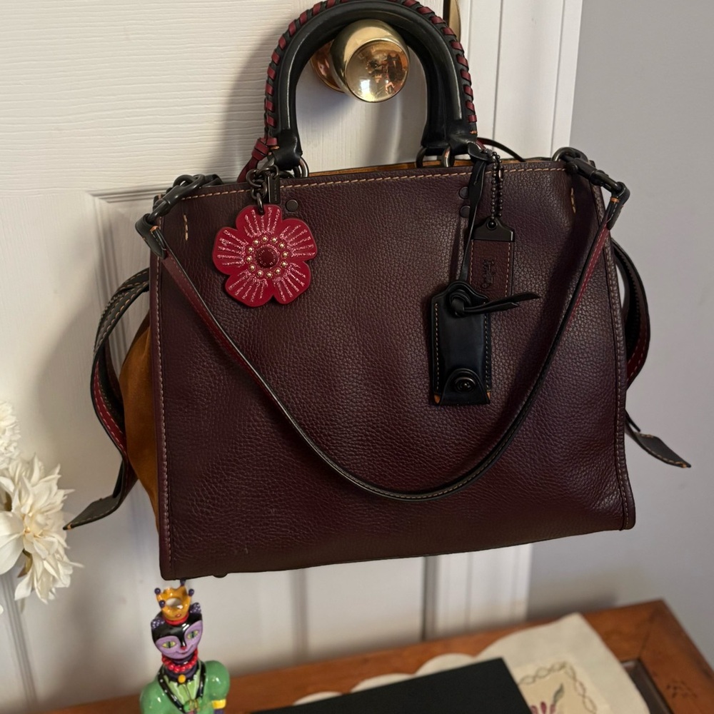 Coach Rogue Whip Stitched Oxblood Brown Satchel Bag